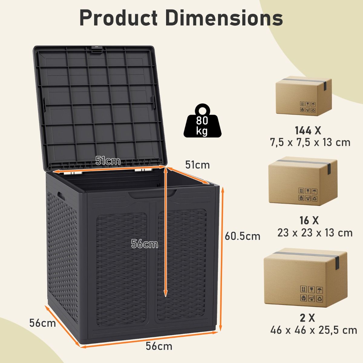 Coast Aufbewahrungsbox mit Deckel – Rattan-Optik – multifunktional – braun/schwarz – 145 Liter