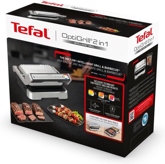 Tefal OptiGrill 2in1 GC772D – Kontaktgrill – Intelligenter Grill und BBQ