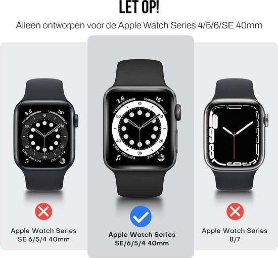 Gehäuse passend für Apple Watch Series 4 / 5 / 6 / SE - 40 mm Displayschutzfolie - 2 Stück - Full Cover Hard Case - Schwarz