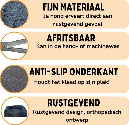 By Cee Cee Orthopädischer Hundekorb - Orthopädisches Hundekissen - Royal Collection Hundebett - Flauschig - Dunkelgrau - M - 80x55x17