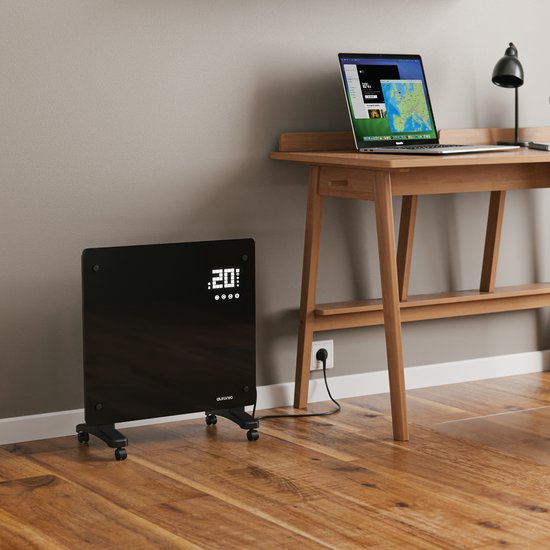 Auronic Electric Heater - Konvektor-Heizung mit Thermostat und Fernbedienung - Glasheizung - 1000W Heizung - Schwarz