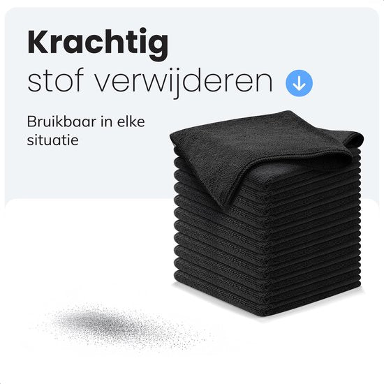 LUFT Mikrofasertücher - 14 Stück - 30x30cm - Geeignet für Fenster, Reinigung, Fenster, Auto - Wischer - Reiniger - Reinigungstücher - Poliertücher - Trockentücher - Spültücher - Schwarz