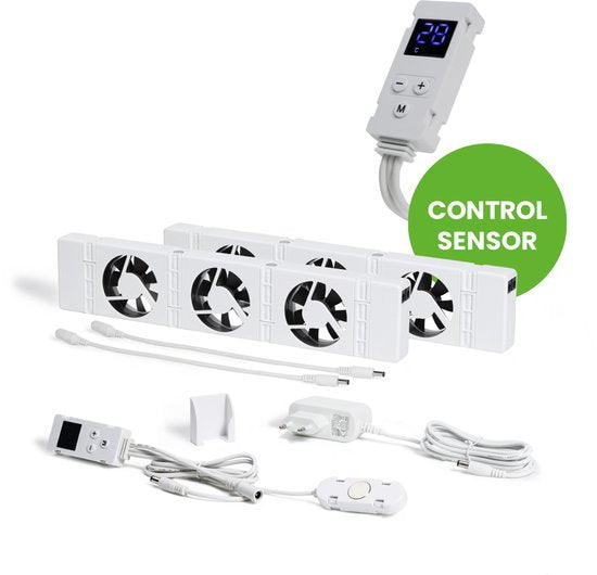 SpeedComfort Heizkörperlüfter mit Regelsensor - Duo-Set (2x) - Schnelleres Heizen - Bis zu 22% Energieeinsparung - Mehrere Geschwindigkeiten - Einfach zu installieren - Flüsterleise