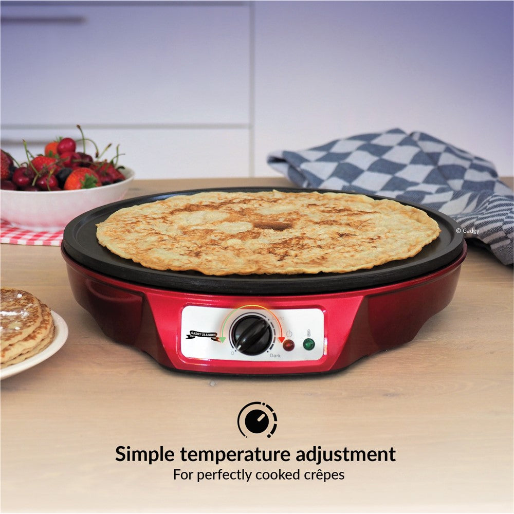 Gadgy CrÃªpe-Maker - Einstellbarer Thermostat - Pfannkuchenmaschine - 1000W - Spatel und Teigteiler - Ã˜ 30 cm