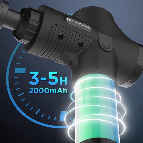 Northwall Massage Gun Professional Elite - Massage Gun mit Koffer und 6 Aufsätzen - Leistungsstarkes und kabelloses Sport- und Entspannungsmassagegerät