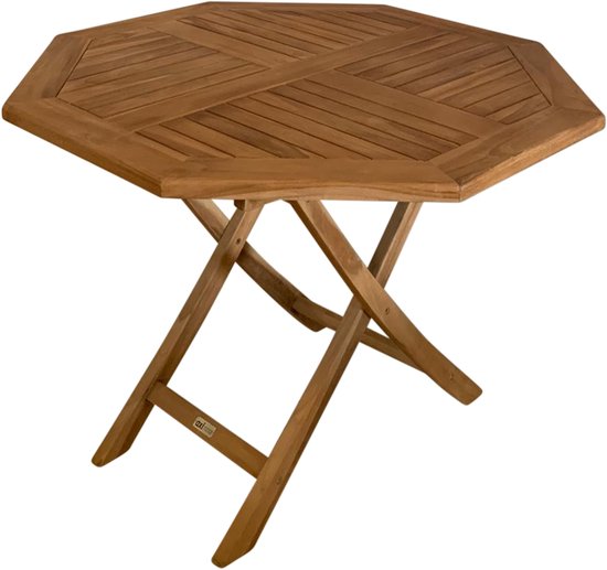AXI Sana Teak-Gartentisch, achteckig – 100 x 100 x 75 cm – zusammenklappbar – achteckiger Klapptisch – Gartentisch aus Holz – braun – für 4 Personen – für Garten, Terrasse und Balkon
