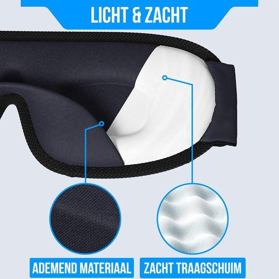 Strex Luxus Schlafmaske - 3D Ergonomisch - 100% Verdunkelung - Memory Schaumstoff - Schlafmaske - Augenmaske
