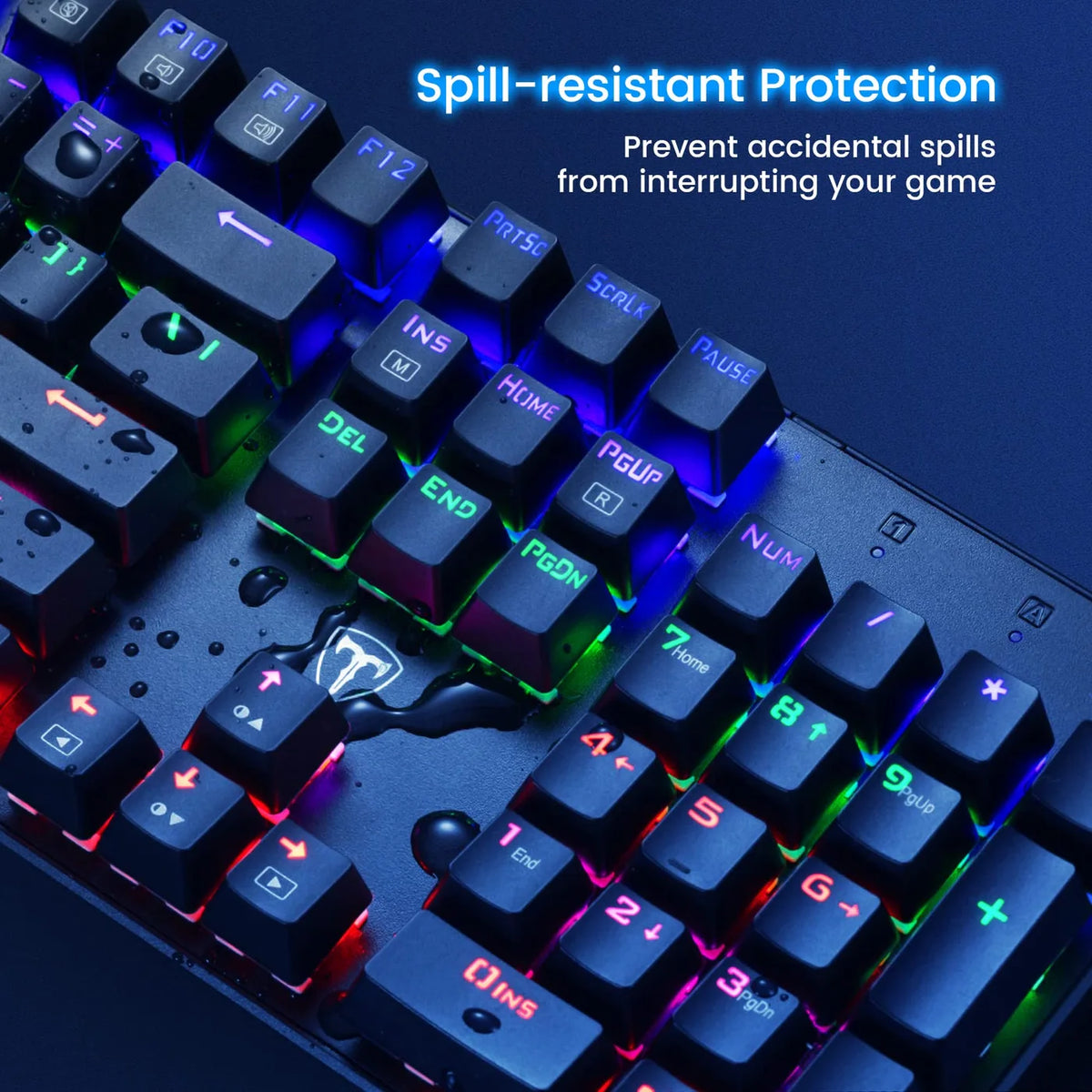 ET Mechanische Tastatur, USB, kabelgebunden – 104 Tasten – blaue Schalter, RGB, Anti-Ghosting