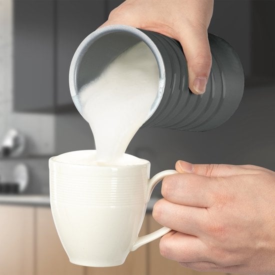 KitchenBrothers Elektrischer Milchaufschäumer - 4-in-1 - 240 ML - Praktischer Milchaufschäumer - Anthrazit