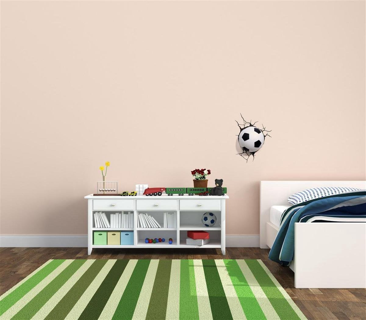 Gadgy Football Nightlight Kids - Wandleuchte Nachtlicht Kinderzimmer mit Wandaufkleber - Timer-Funktion - Batteriebetriebene LED-Wandleuchte