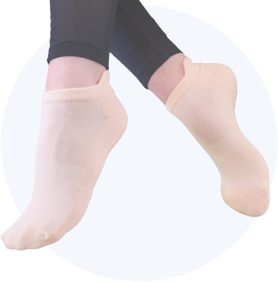 Hilvard Yoga Socken - Pilates Socken - Knöchelsocken - 3 Paar - Hell Orange - Anti-Rutsch Socken - Einheitsgröße