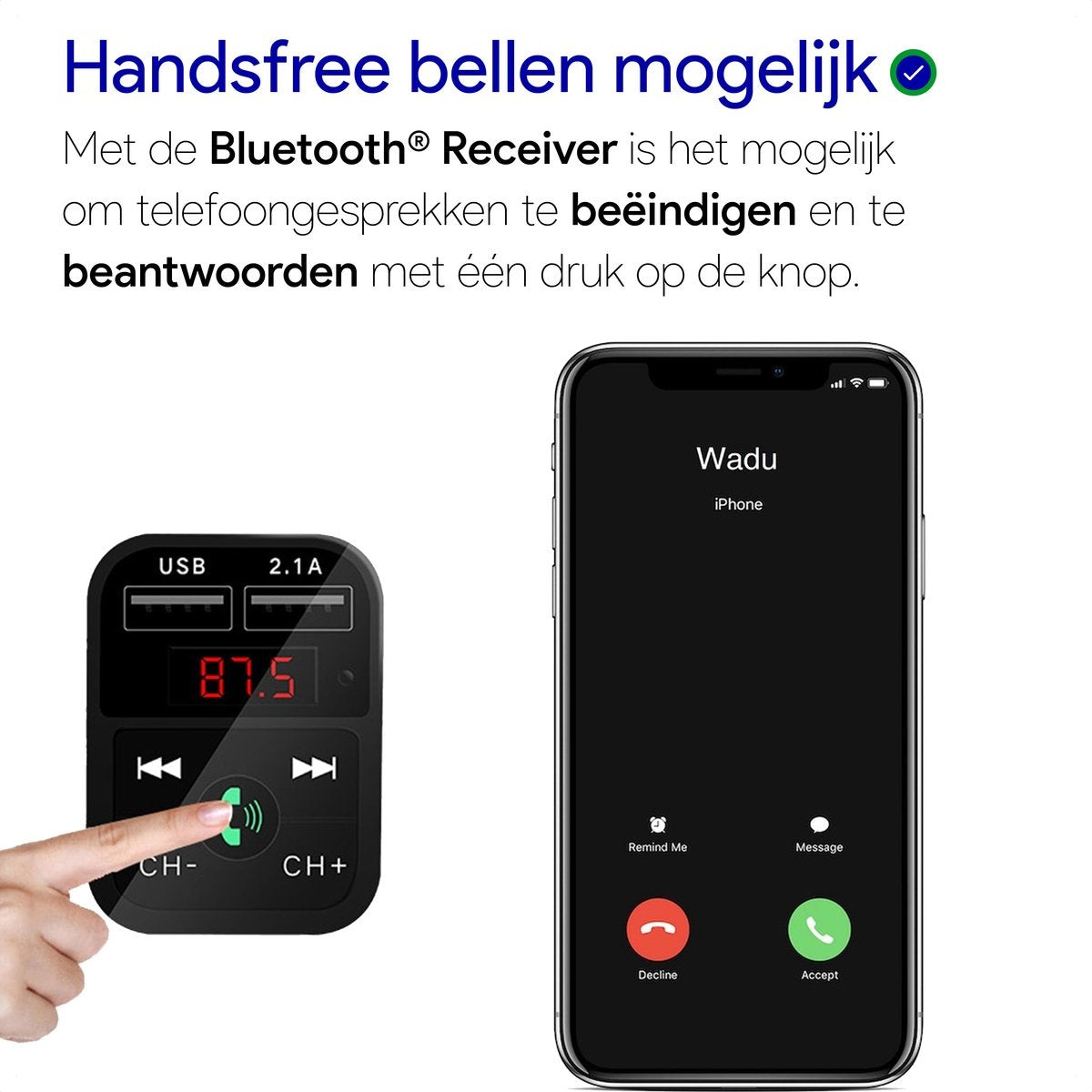 Bluetooth FM Transmitter - Bluetooth-Empfänger für das Auto - USB - Freisprecheinrichtung für das Auto