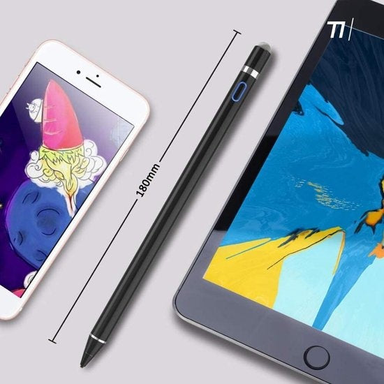 Tikkens 2 in 1 Active Stylus Pen - Für Tablet, Ipad, Android und Apple Phones - Schwarz