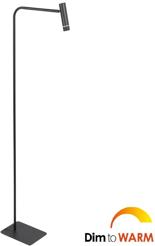 Stehlampe Steinhauer Volari 4710ZW – Lampe aus schwarzem Kunststoff und Metall, 120 cm hoch, mit „Dimm-to-Warm“-LED und dreh- und neigbarem Lampenkopf, für den Innenbereich