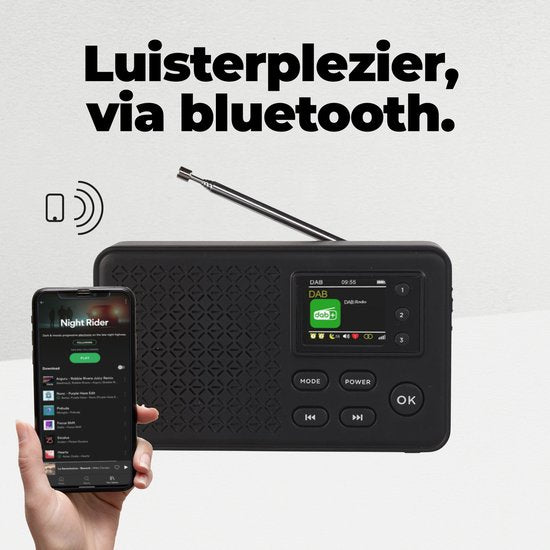 Denver - DAB57B - Radio - Bluetooth - DAB+/ FM - 40 Voreinstellungen - Wecker - Schwarz