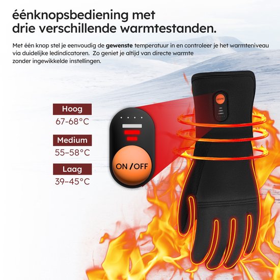 Beheizte Handschuhe - Light L - 3 Einstellungen - Elektrische Handschuhe - Wasser- und winddicht - Wiederaufladbare beheizte Handschuhe - Schwarz - Saaf Comfort