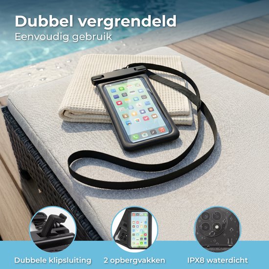 Nuvance wasserdichte 2-in-1-Handyhülle mit Kordel – universell für Geräte bis 7 Zoll – Drybag-Hülle – doppelter Clipverschluss