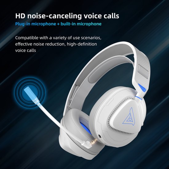 TAIDU THS318 2,4-GHz-Gaming-Headset – Over-Ear-Kopfhörer – mit Mikrofon – Geeignet für PC/PS4/PS5, Nintendo Switch – Weiß
