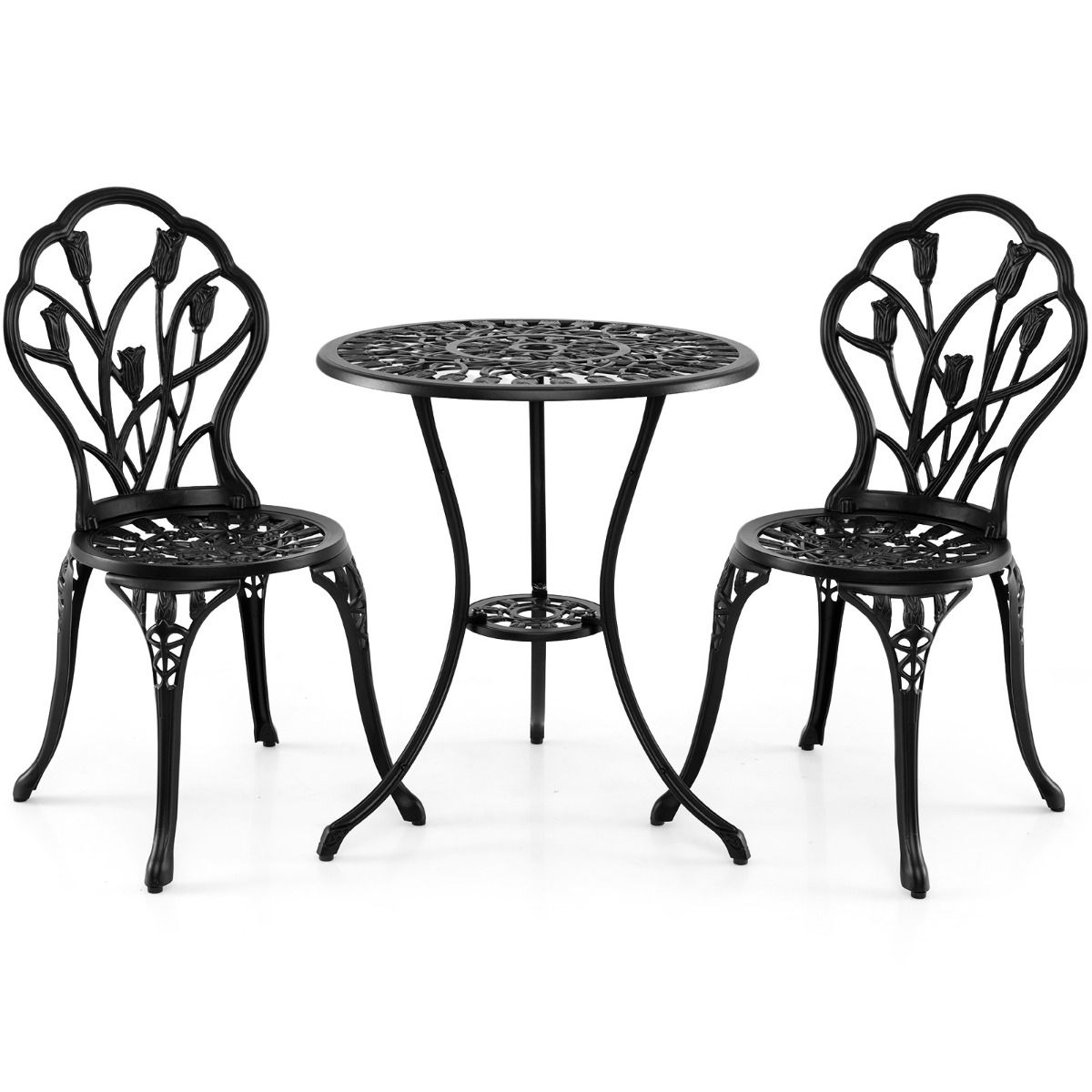 Coast-Gartenset aus Aluminiumguss – 3-teilig – mit Sonnenschirmloch – schwarz