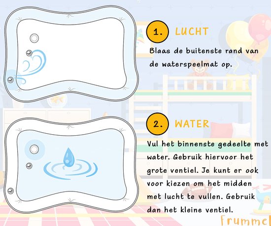 Frummel Wasser Spielmatte Baby - Wassermatte - Spielmatte - Aufblasbar - Wasserspielzeug Baby - Geschenk für die Mutterschaft - Baby Hai