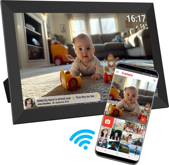 Denver Digitaler Fotorahmen 15,6-Zoll - XL - Full HD - Frameo App - Fotorahmen - WiFi - 32GB - IPS-Touchscreen - PFF1504