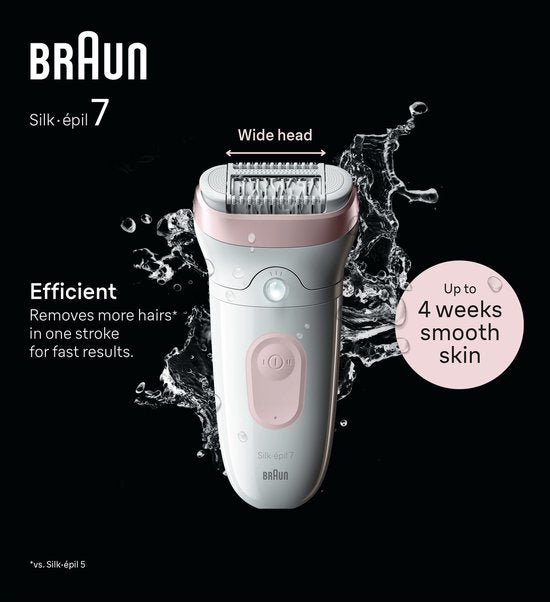 Braun Silk·épil 7 – Epilierer für einfache Haarentfernung – Lang anhaltend glatte Haut – 7-000 – Weiß/Flamingo