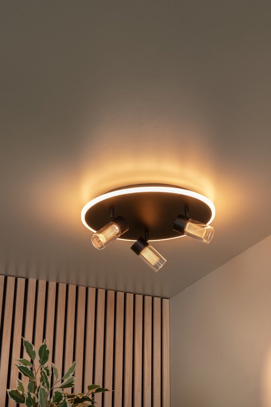 Lucide EVERINA – Deckenleuchte – Ø 40 cm – dimmbare LED – CCT – 2200 K/6500 K – Schwarz – Essential