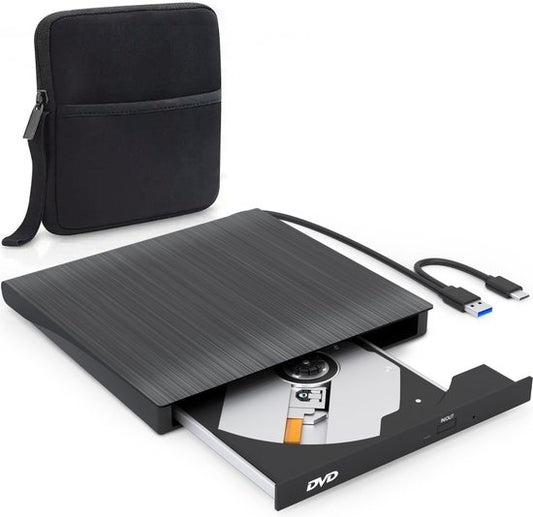 Externer DVD-Player und -Brenner von Strex - Mit Hülle - CD/DVD - Plug & Play - USB 3.0 DVD-Player - Geeignet für Windows, Mac und Linux - Optisches Laufwerk