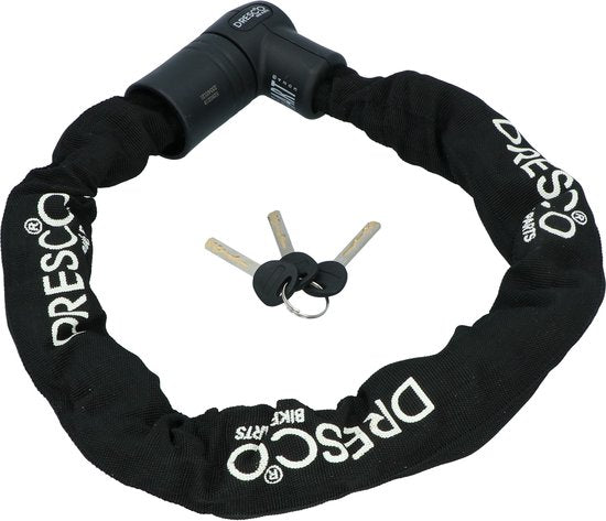 Dresco Kettenschloss ART 4 – ART 4 versicherungsgeprüft – Roller-Schloss – Motorrad-Schloss – Fahrrad-Schloss – 90 cm lang – 10,5 mm Durchmesser – Schwarz