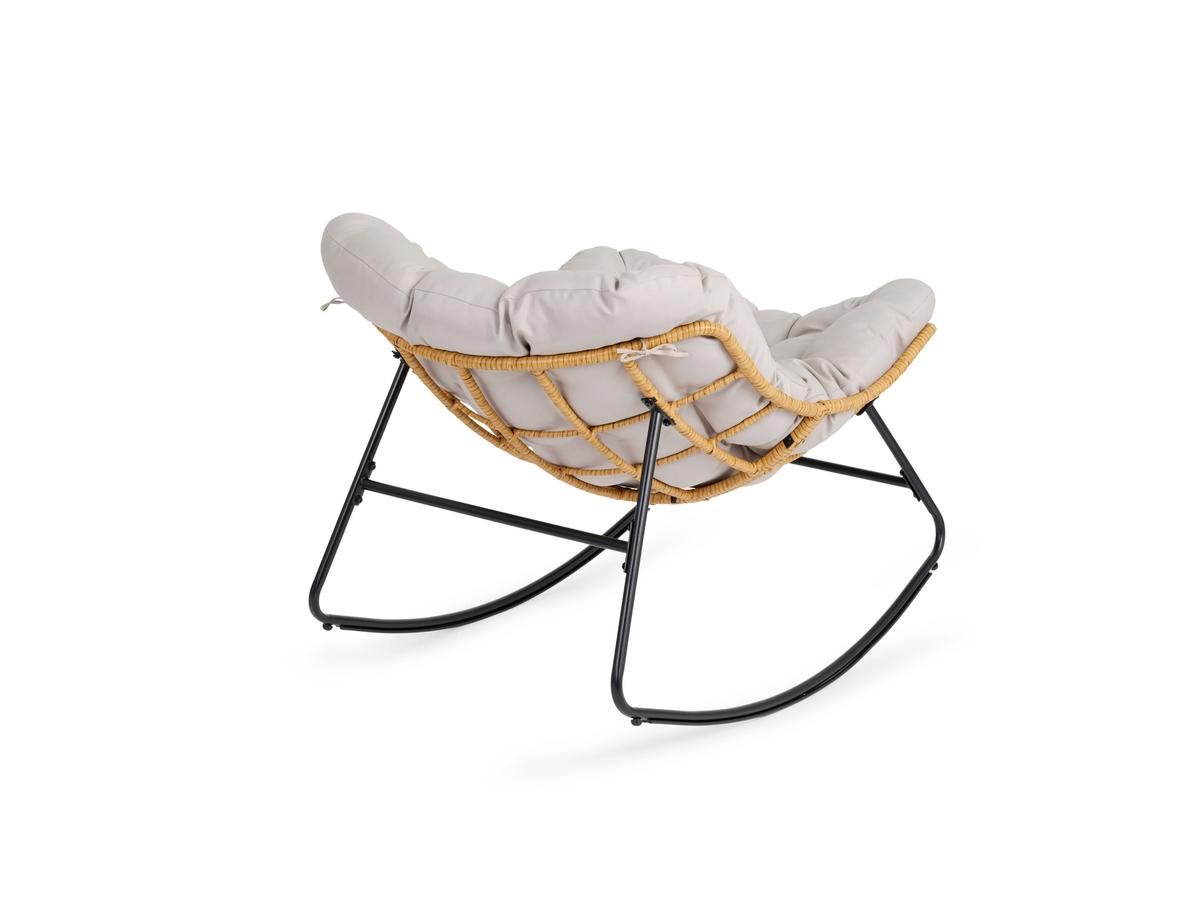 Lifa Garden Rattan-Schaukelstuhl mit Kissen – Naturfarben – 110 x 70 x 90 cm