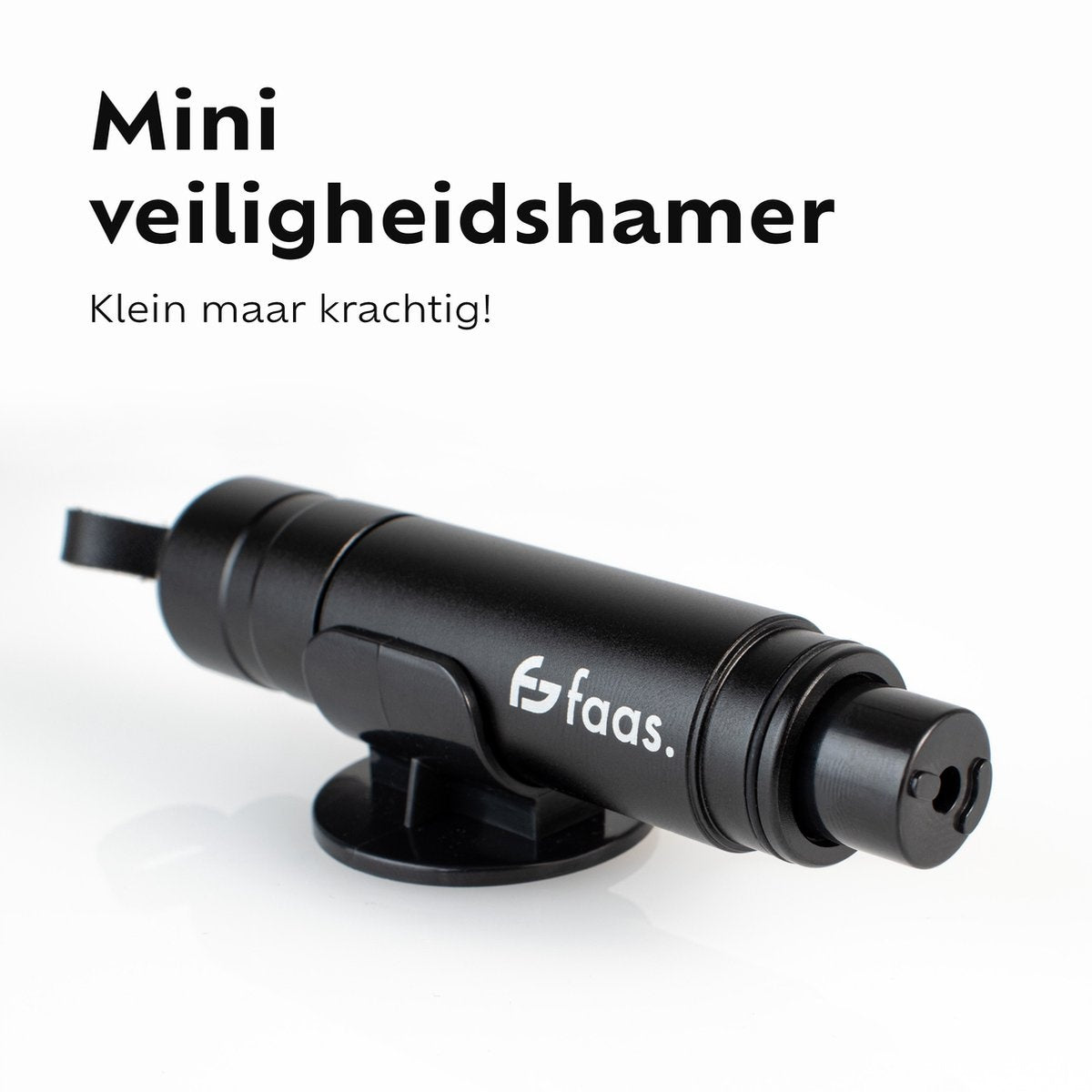 Saaf Mini Safety Hammer - Gurtschneider - Inklusive Testglas - Klebehalter - Notfallhammer - Schwarz