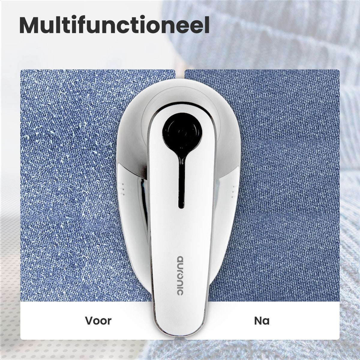 Auronic Elektrischer Fusselentferner - Kabellos - 2 Extra-Aufsätze - Weiß
