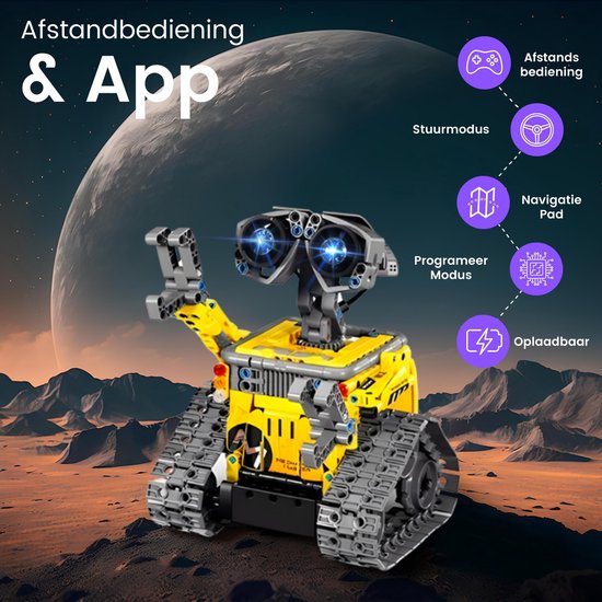 Qualitá® 3 in 1 Roboterbaukasten - Gelb - Roboterspielzeug für Kinder - Interaktiv - MINT & Lernspielzeug - Von 7-9 Jahren - Jungen - Programmierbar & steuerbar