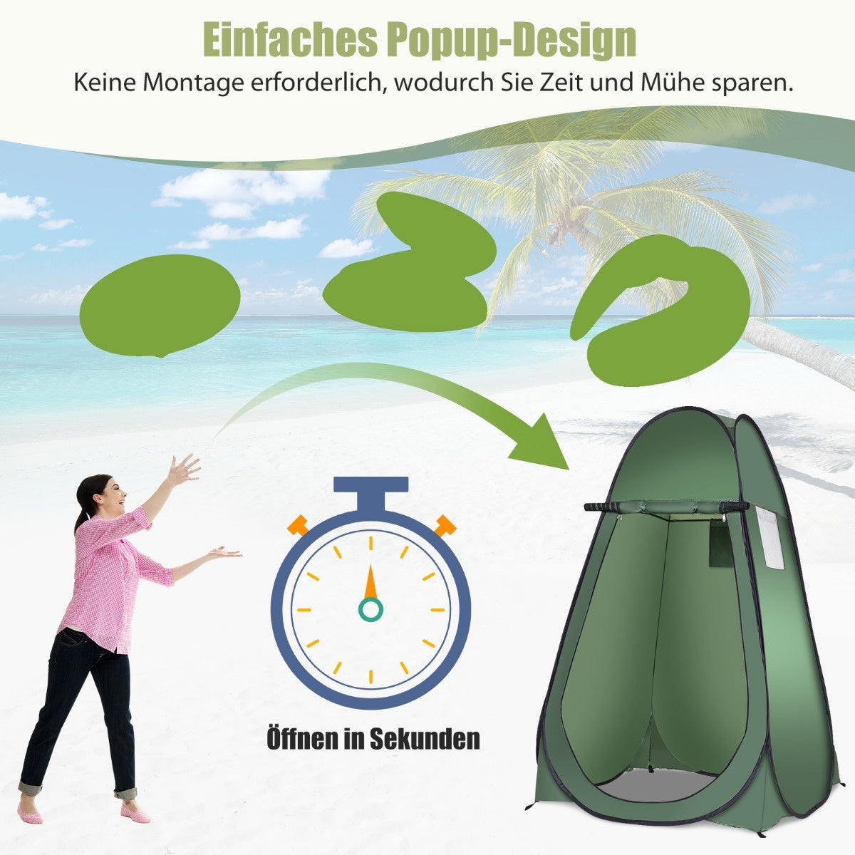 Coast Strand Dusche Zelt Umkleidekabine Zelt Toilette Zelt Seitenzelt Großes Zelt Hütte Fold-Green