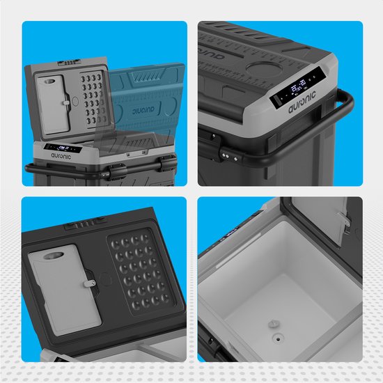 Auronic Electric Cool Box - Mit Kompressor - Gefrieren und Kühlen - 58L Kapazität - 69.2 x 45.3 x 58 cm - Grau