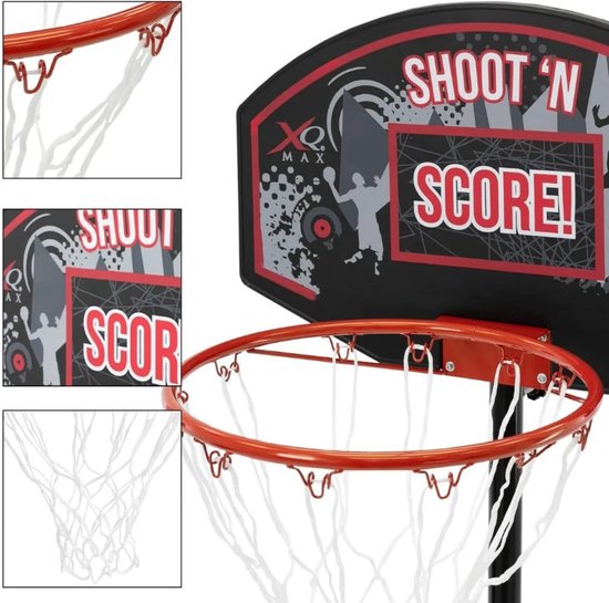 XQ Max Basketball Set - Basketballständer - Verstellbar von 1,38 m bis 2,5 m - Schwarz/Orange