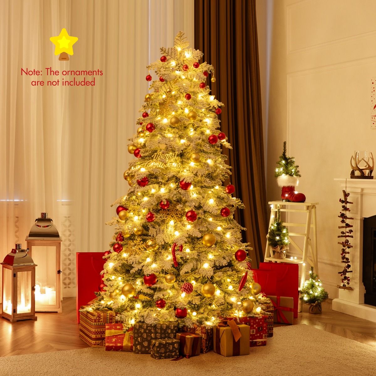 Coast Künstlicher Weihnachtsbaum 180 cm Grün/Weiß - verschneit mit 260 LED-Lichtern - faltbar & vormontiert