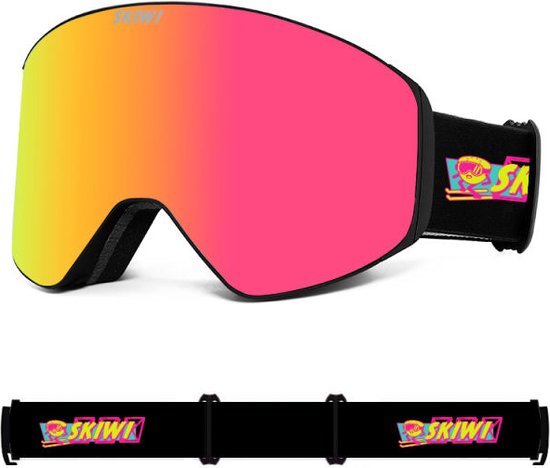 Skiwi Flashback Skibrille - Skibrille Herren/Damen - Antibeschlag - 2 magnetische Gläser - Kratzfest
