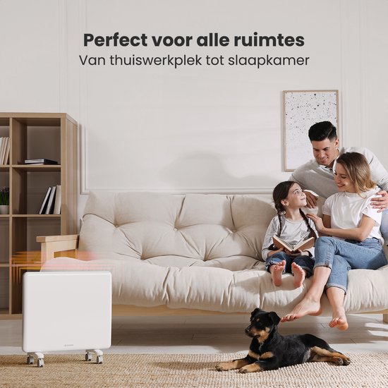 Auronic Konvektorheizung - 1000W - Elektroheizung - 3 Stufen - Metallheizkörper - Freistehend - Räder - Weiß