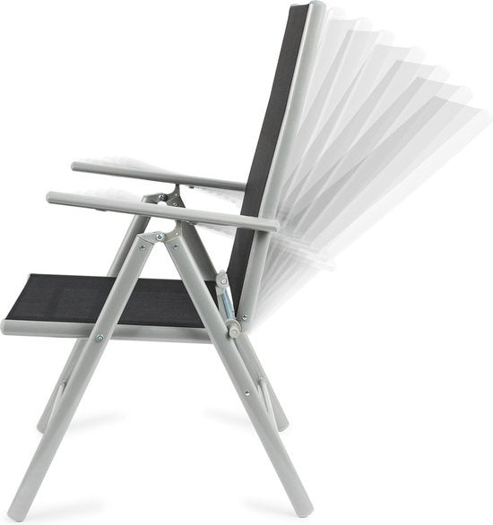 909 Outdoor - Gartenstühle - 2er Set - verstellbare Rückenlehne - klappbar - Sitzstühle - Aluminium und Textil - 69 x 56 x 106 cm