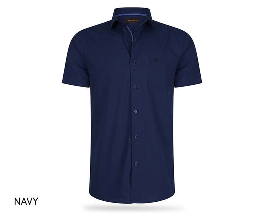 Cappuccino Kurzarmhemd Navy Größe L