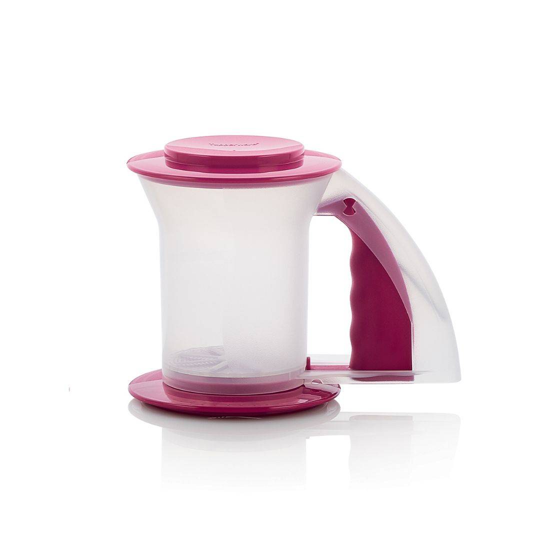 Tupperware Doppelsieb – Rosa/Transparent – Ø 12 x 19 x 14 cm – Sieben mit einer Hand