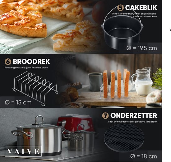 VAIVE Heißluftfritteuse Zubehör Set - Passend für alle Airfryer XL und XXL - ⌀ 20 cm