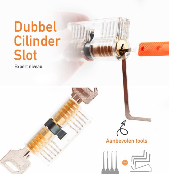 Happy Goods Lockpick Set - 32-teilig - Survival Kit - Anfänger & Profi - 3x Übung Schloss - orange