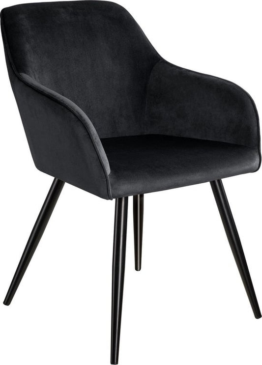 tectake - Stuhl - Esszimmerstuhl - Marilyn Samtoptik schwarz - 403663