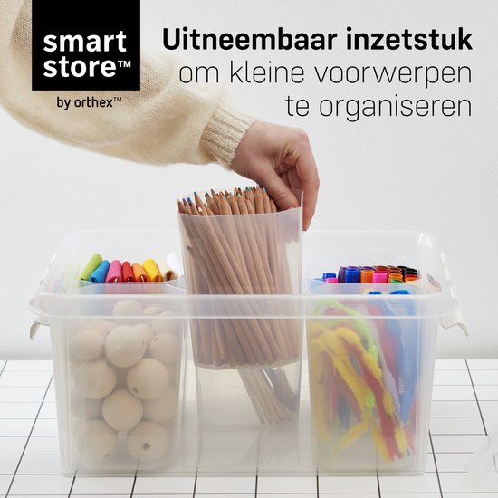 Orthex SmartStore Classic Aufbewahrungsbox mit Einteiler – transparent – 14 Liter – 3er-Set
