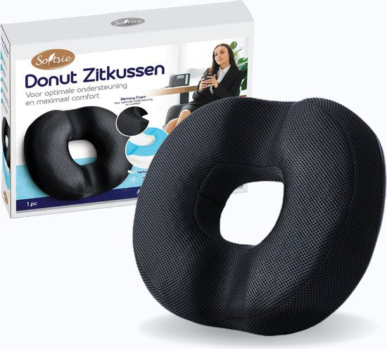 Softsie Donut Sitzkissen orthopädisch & ergonomisch für Auto und Bürostuhl - Steißbeinkissen - Ringkissen - Sitzringkissen - für Hämorrhoiden, Piercing und Steißbein