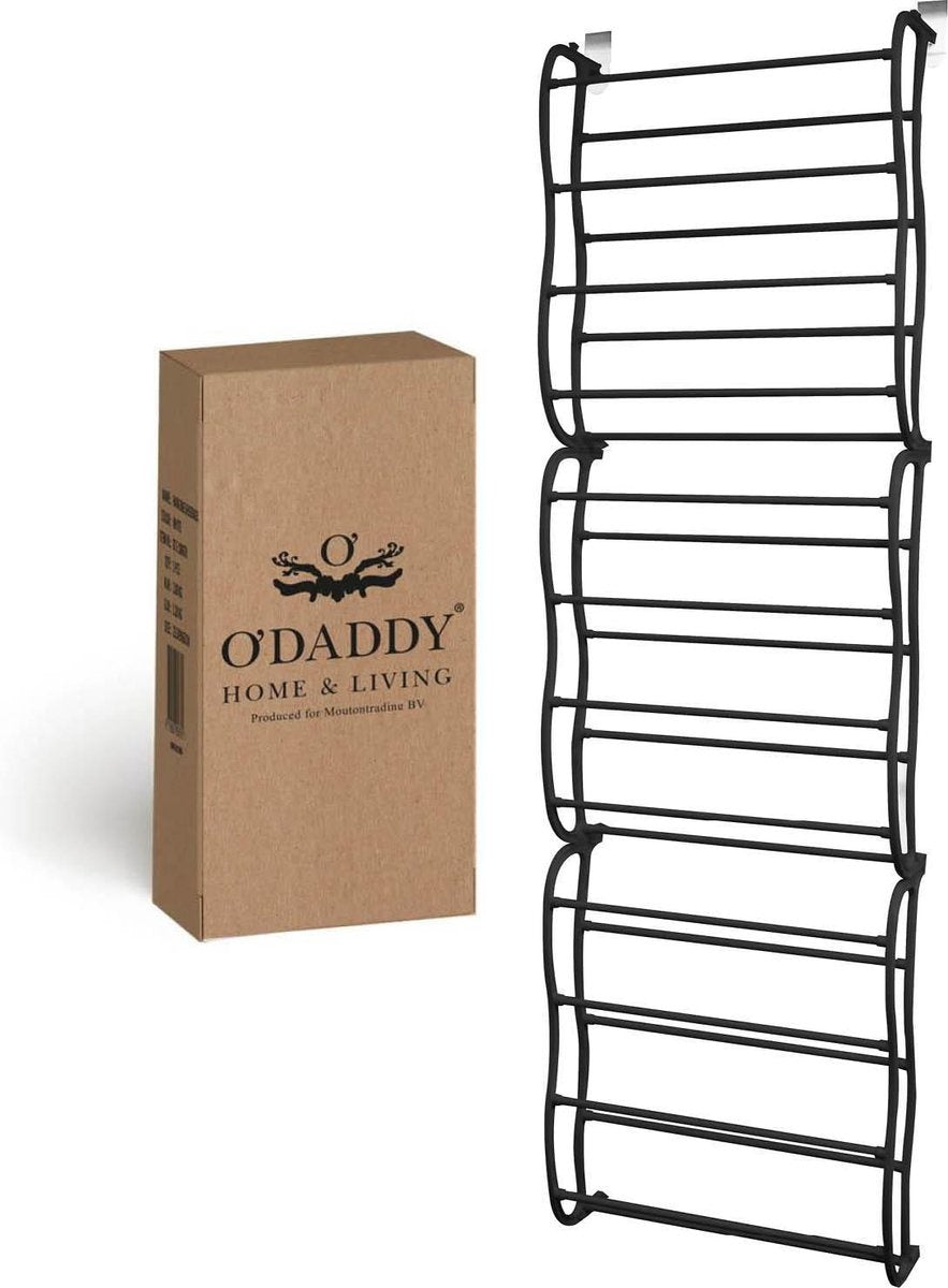 O'DADDYÂ¬Ã† Hängeschuhtür - Geeignet für aufrechte und stumpfe Türen, beidseitig - 20 x 51 x 182 cm - Schwarz