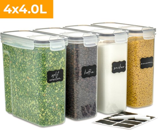 Stosh Vorratsgläser - Vorratskanister - Luftdicht - 4 Stück - 4.0L - BPA-frei - Kunststoff