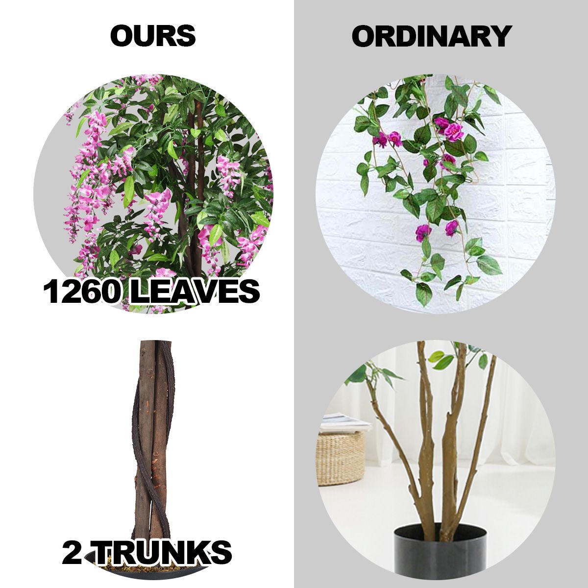 Coast Kunstbaum Blauregen 180 cm – Rosa – Gärtnerei-Topf